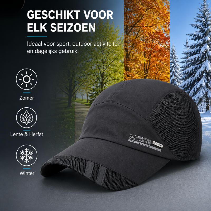 Unisex sportkleding: ademende hardloopcap, comfortabel en verstelbaar voor elke sporter.