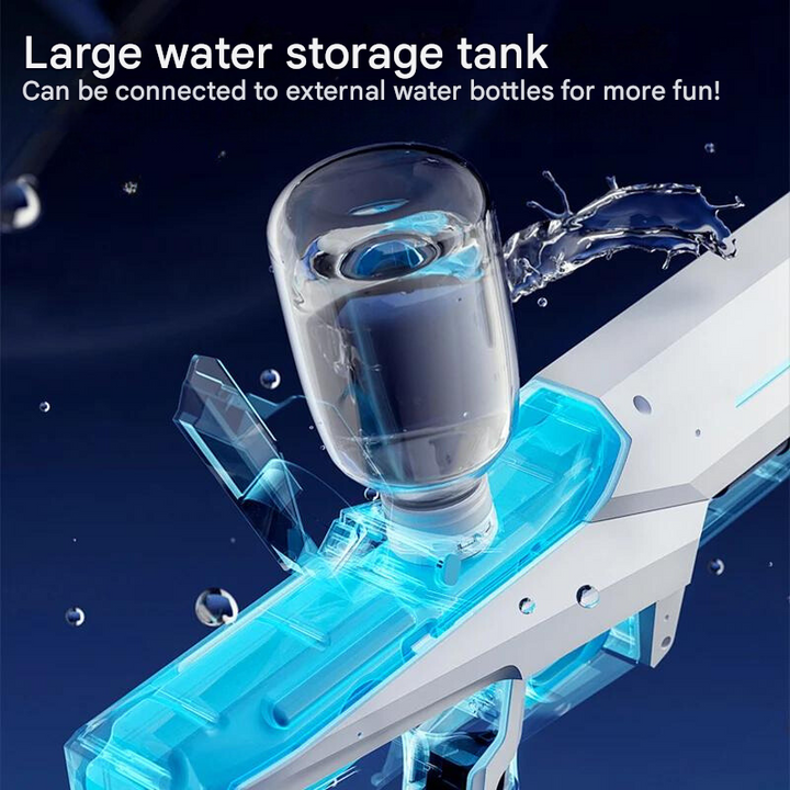 Grote automatische waterblaster, perfect voor zomerse watergevechten. Heeft een 1L tank en 10m bereik.