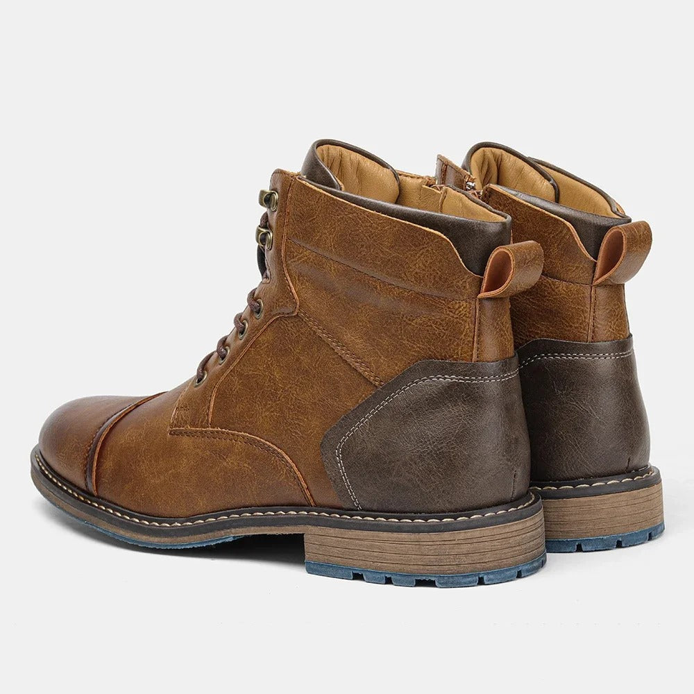 Tijdloze vintage bruine leren heren boots Orion, een duurzame toevoeging aan je footwear collectie.