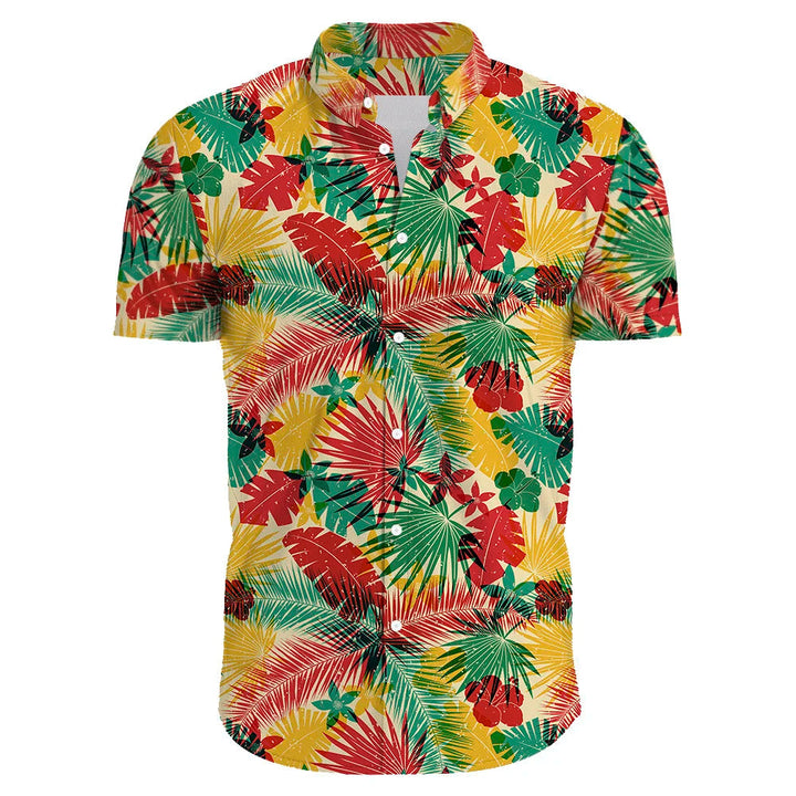 Trendy Hawaiiaans heren shirt met kleurrijke tropische print, perfect voor casual zomerlooks.