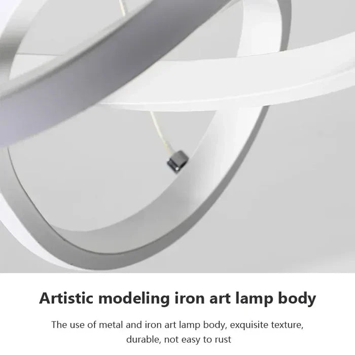 Luxe moderne LED plafondlamp WaveGlow voor woonkamer, dimbaar met afstandsbediening en golvend design.