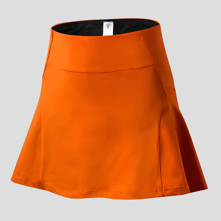 Stijlvolle dames zomerrok voor sport, sneldrogend materiaal, met binnenbroekje en athleisure look. Ideaal voor hardlopen.