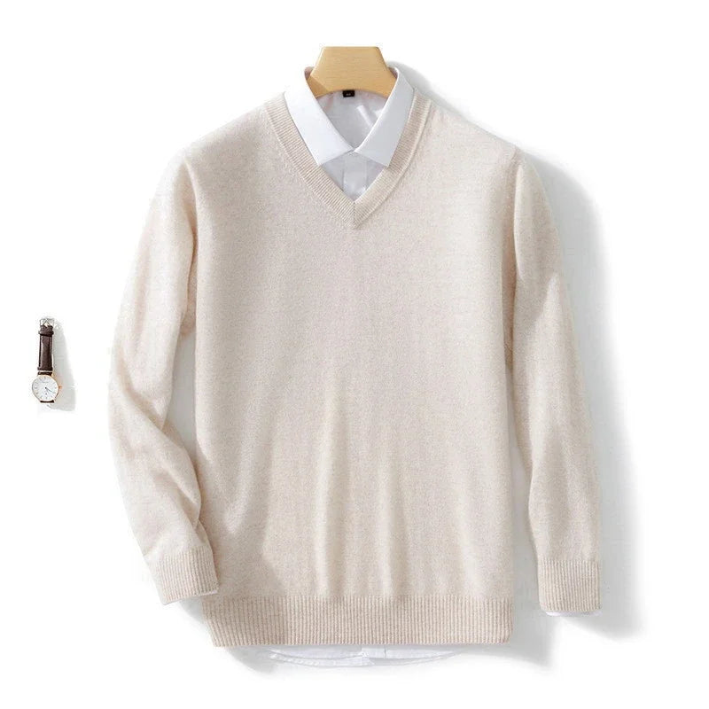 Zakelijke heren V-hals trui, meerkleurig. Stijlvolle comfortabele mode voor de moderne man. Klassiek design.