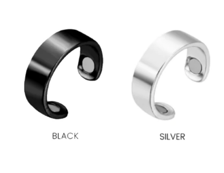 Stijlvolle zilveren therapeutische ring. Unisex design, stimuleert welzijn en bloedsomloop.