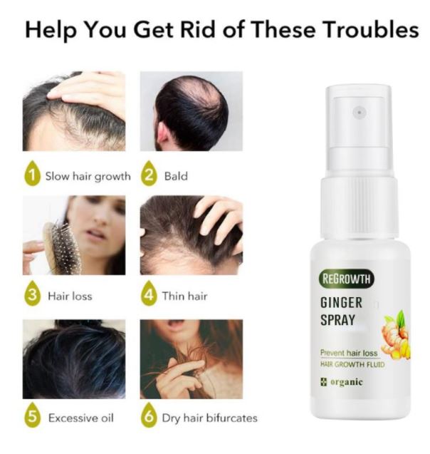 Gebruik van Gember Haargroeispray op de hoofdhuid. Verzorgt en stimuleert haargroei voor mannen en vrouwen.