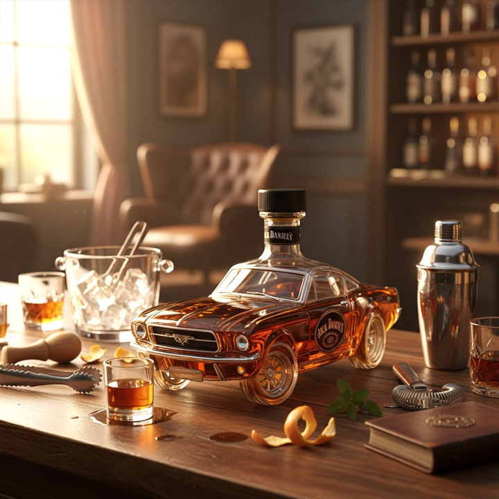 Elegante whiskey karaf met unieke auto vorm, een blikvanger voor elke thuisbar of als luxe geschenk.
