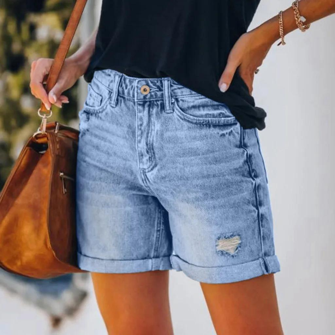 Casual dames zomerbroek. Stijlvolle korte broek met stretch voor een flexibele en comfortabele pasvorm.