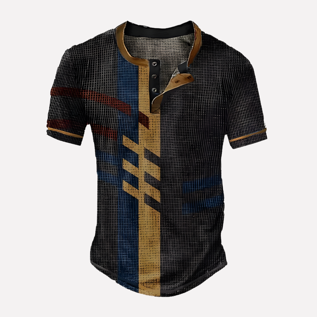 Dagelijkse kleding: heren wafel breisel T-shirt met ronde hals, stijlvol en ademend.
