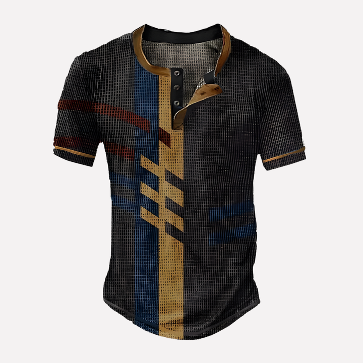 Dagelijkse kleding: heren wafel breisel T-shirt met ronde hals, stijlvol en ademend.