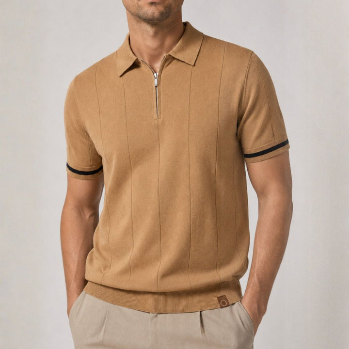 Comfortabele heren polo met ritskraag, klassieke boord en regular fit; veelzijdig voor elke man.