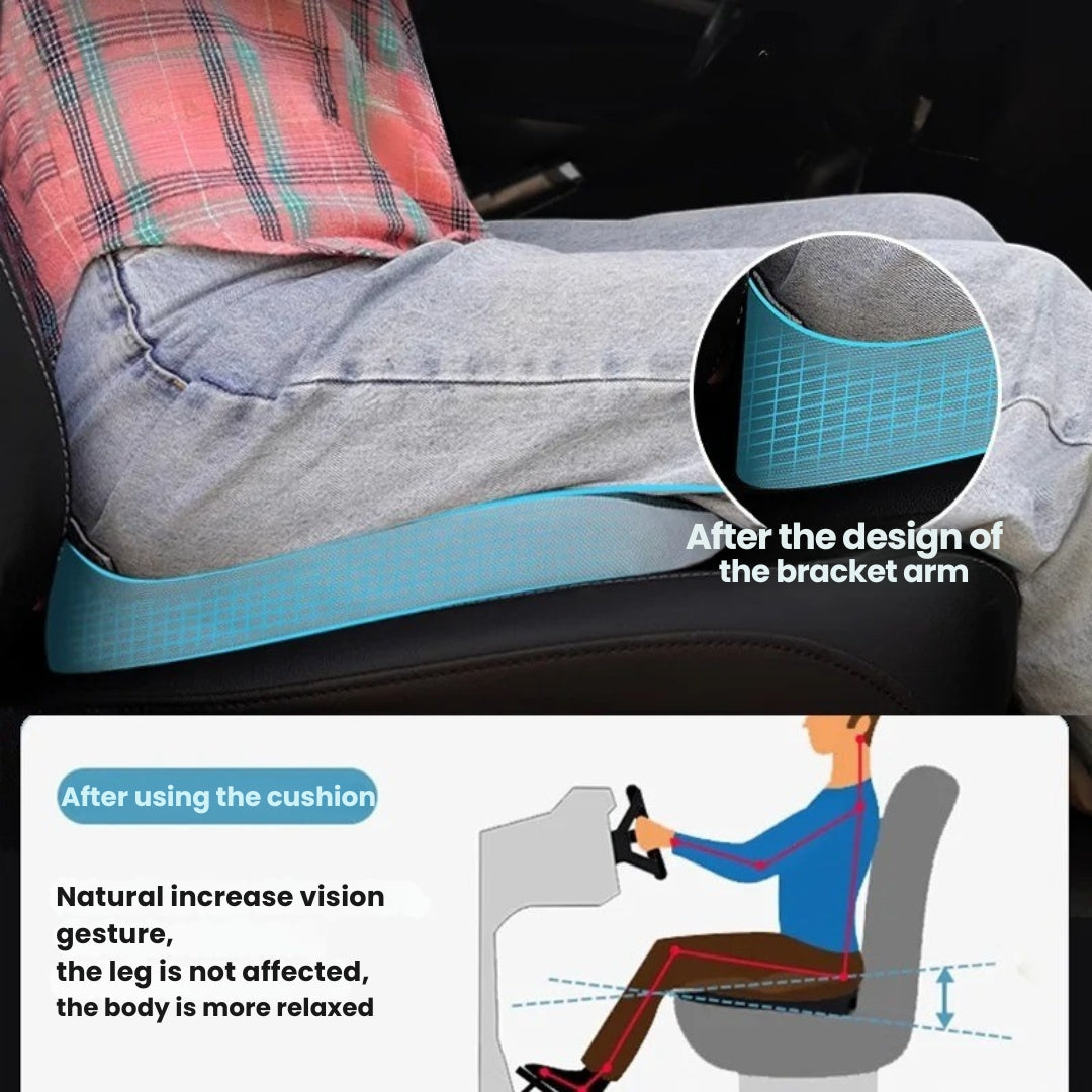 Ergonomisch zitkussen voor autostoel, voorkomt rugpijn tijdens het rijden.
