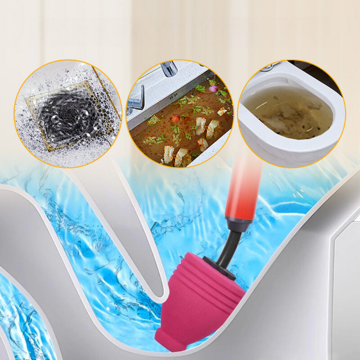 Pneumatische hogedruk ontstopper voor gootsteen en douche. Verwijdert moeiteloos hardnekkige verstoppingen.