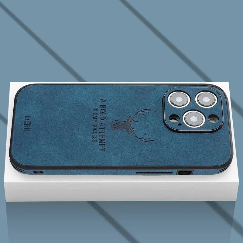 Elegante hertenleren iPhone beschermhoes Veltro. Stijlvol en robuust.