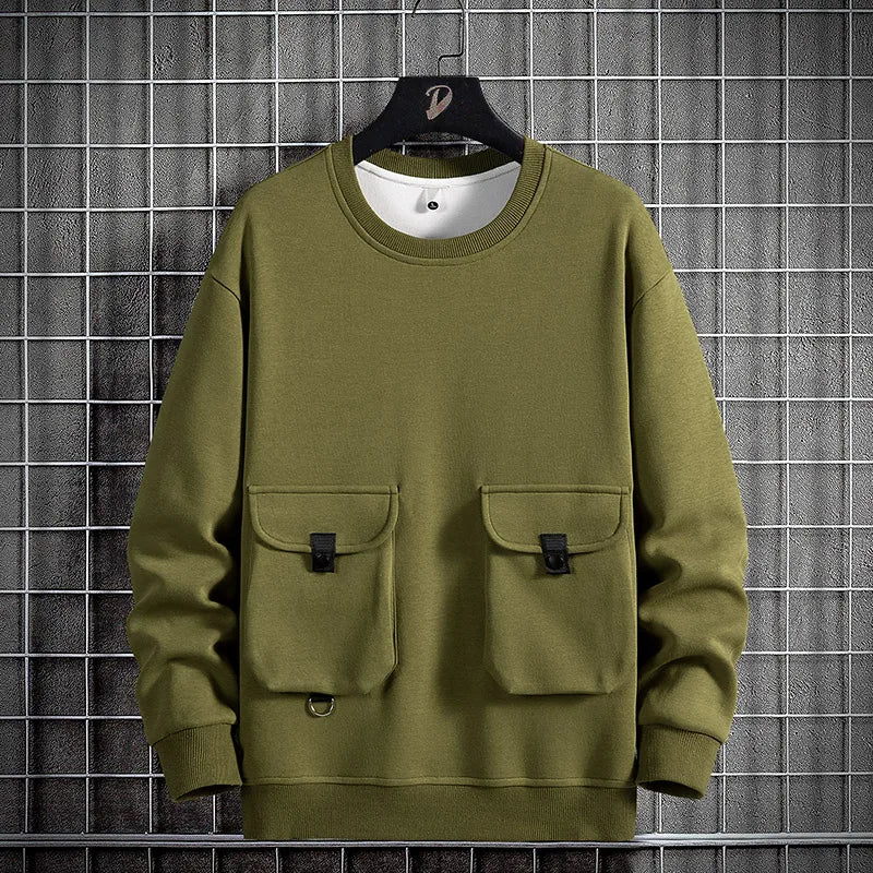 Modieuze heren trui met strepen, comfortabel sweatshirt met ronde hals voor een stijlvolle casual look.