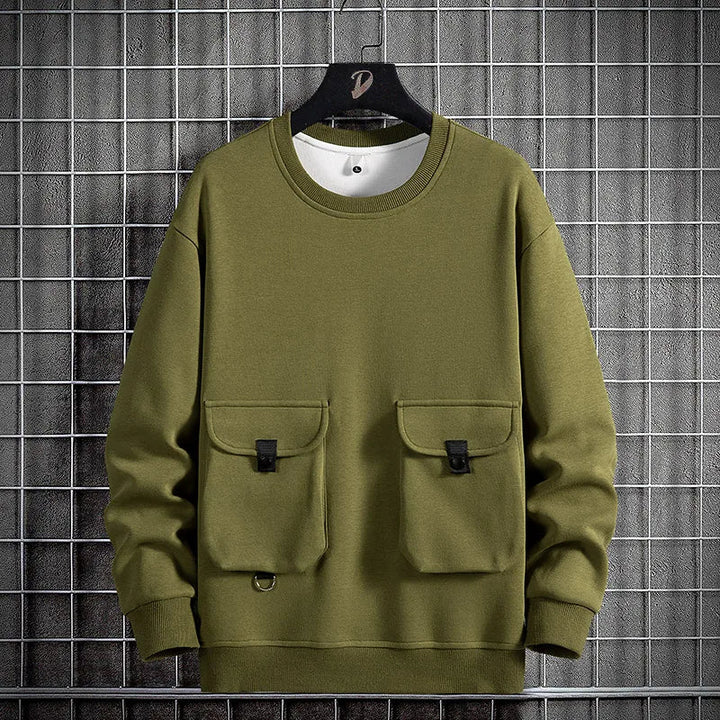 Modieuze heren trui met strepen, comfortabel sweatshirt met ronde hals voor een stijlvolle casual look.