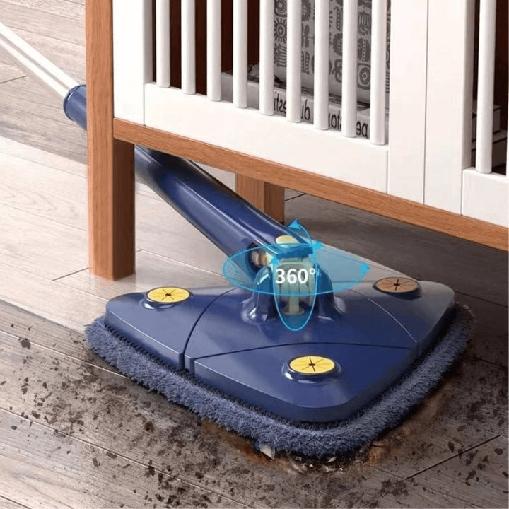 Driehoeksdweil in actie, reinigt harde vloeren efficiënt en streeploos; perfect voor schoonmaak.