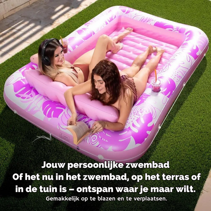 Modern opblaasbaar zwembad, ideaal voor zonnebaden, relaxen en waterplezier in de zomer thuis.