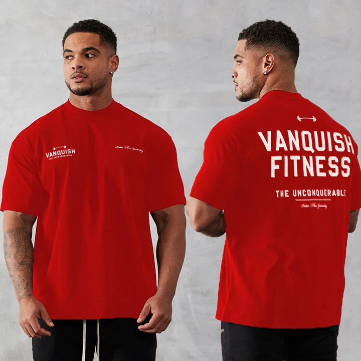 Gymkleding heren: oversized fitness T-shirt met comfortabele pasvorm voor optimale bewegingsvrijheid.