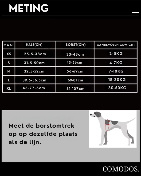 Reflecterend en verstelbaar hondenharnas in actie, comfortabel om het lichaam van een hond.