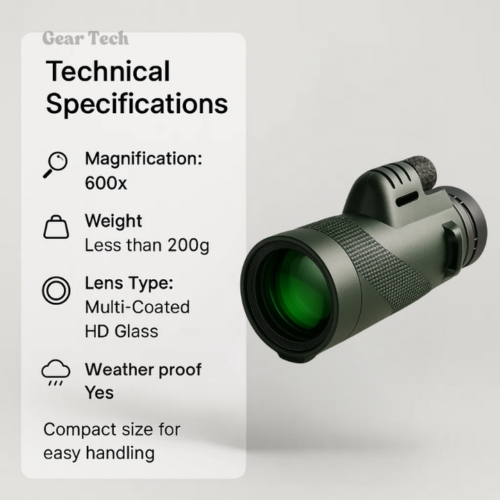 HD optiek monoculair, compact en weerbestendig, voor reizen en outdoor avonturen.
