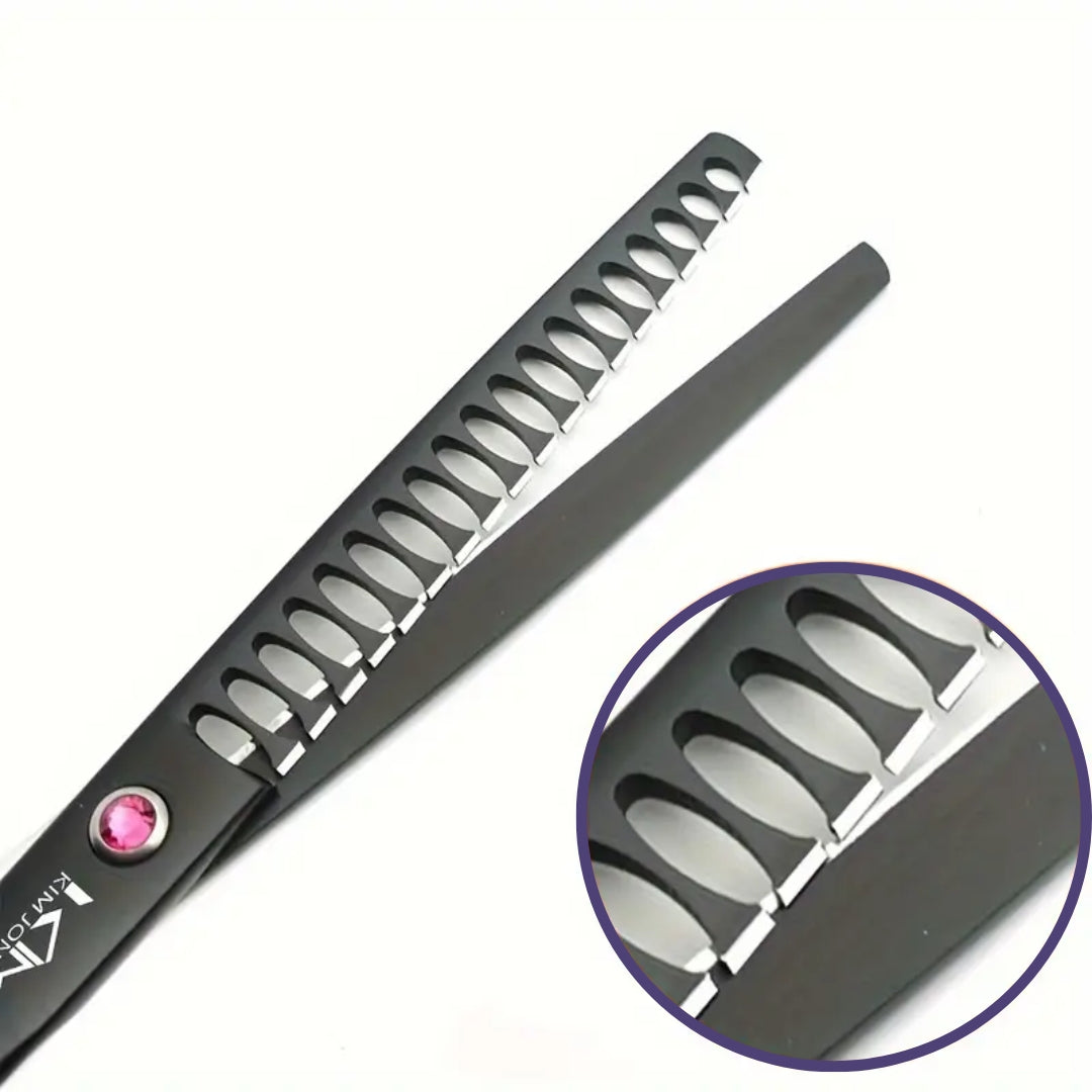 Duurzame, metalen PrecisionPaw hondenscharen voor professionele vachtverzorging. Essentiële hondentrimset voor thuis.