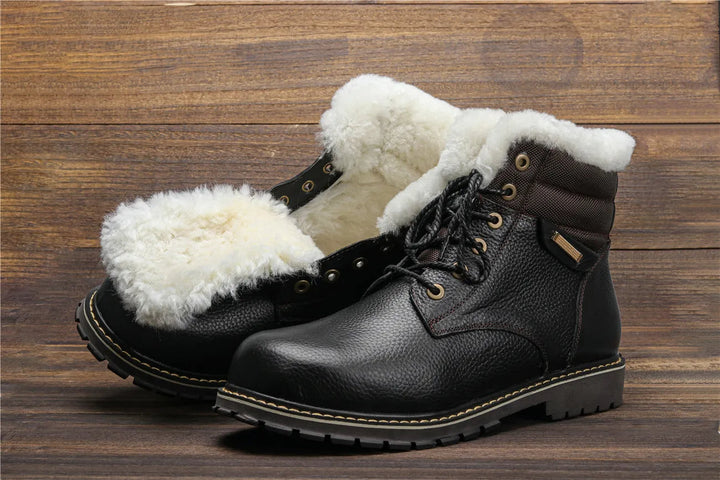 Zwarte winterlaarzen voor heren, comfortabel en warm, ideaal voor koude dagen.