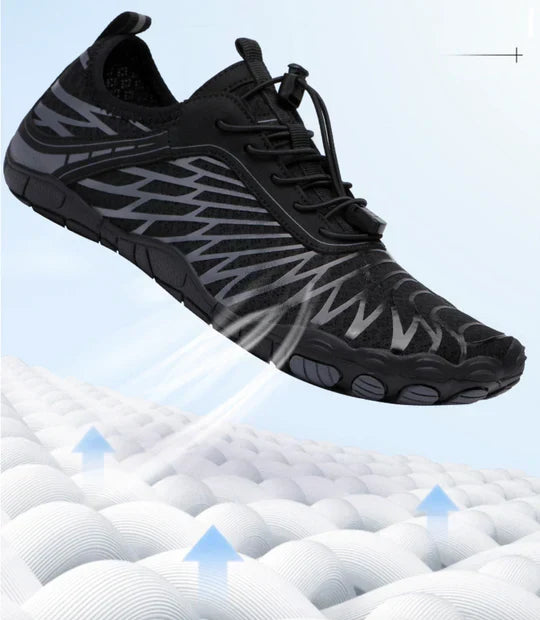 Ademende en flexibele OrganicMotion minimalistische schoenen. Comfort schoenen voor een natuurlijke loopervaring.