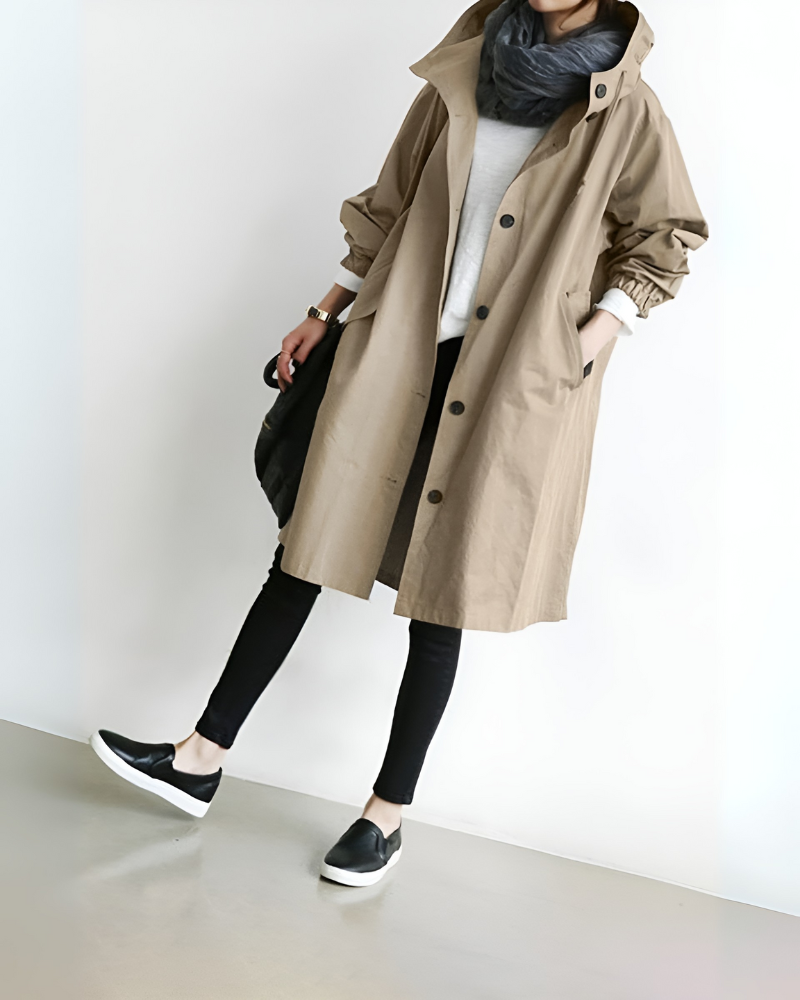 Casual mode jas voor dames: warme trenchcoat met capuchon, geschikt voor elk seizoen.