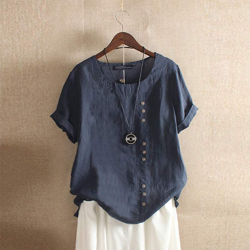 Elegante en luchtige dames zomerblouse met korte mouwen, een must-have voor zomerse mode en comfort.