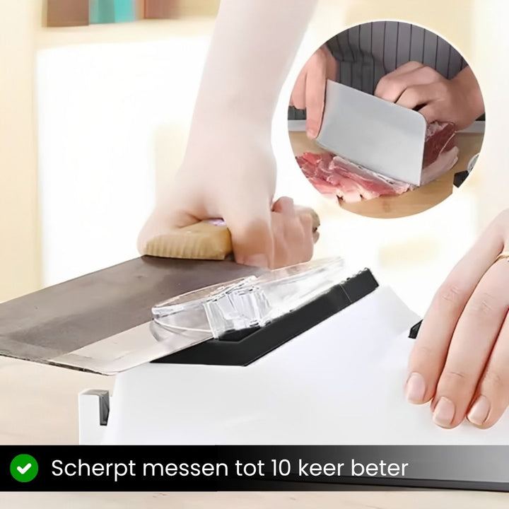 Veelzijdige messenslijper voor keukenmessen, outdoor messen en scharen. Snel en nauwkeurig slijpen gegarandeerd.