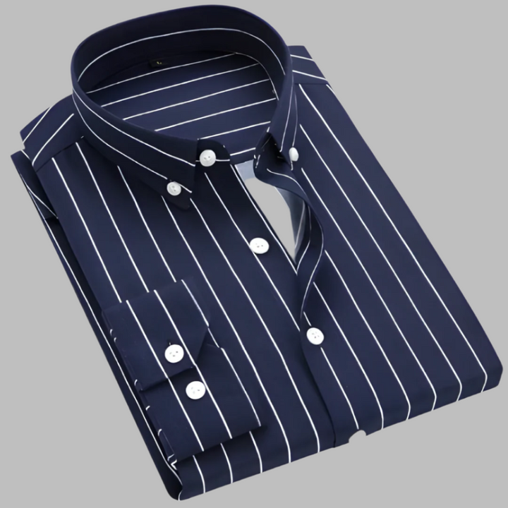 Blauw, rood en wit geruit casual overhemd heren; lange mouwen & knoopkraag. Essentieel item voor stijlvolle herenmode.