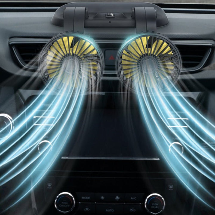 Dubbele auto ventilator voor verbeterd autocomfort. Zorgt voor continue frisse lucht en verkoeling onderweg.