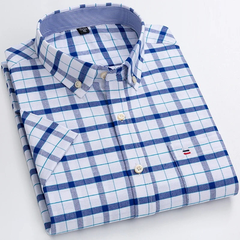 Comfortabel geruit plus size heren overhemd, perfect voor casual of formele zomerlooks.