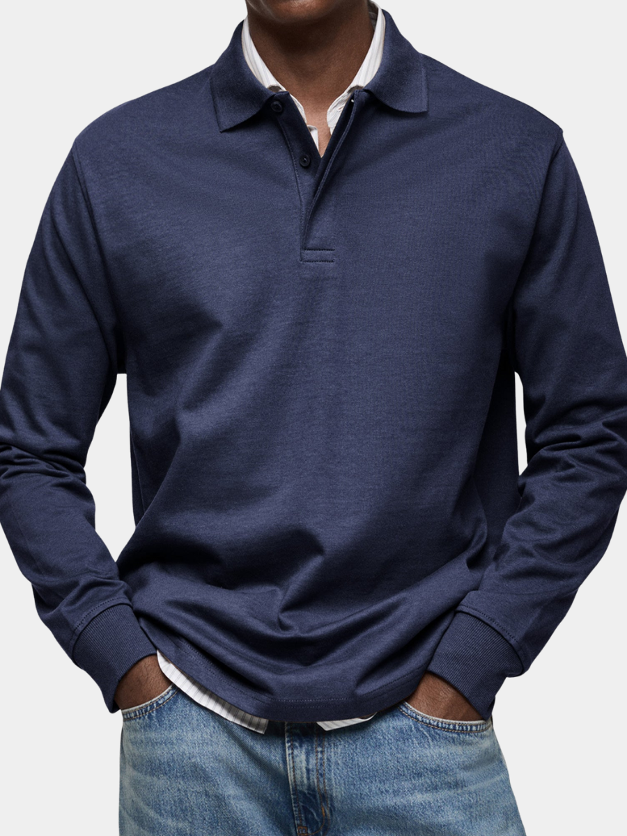 Heren polo met lange mouwen, klassiek en comfortabel voor dagelijks gebruik en veelzijdigheid.