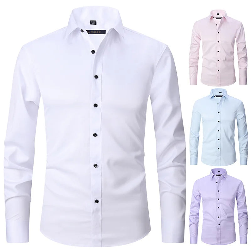 Strijkvrij slim fit heren overhemd. Ideaal voor formele en zakelijke gelegenheden, comfortabel en kreukvrij.