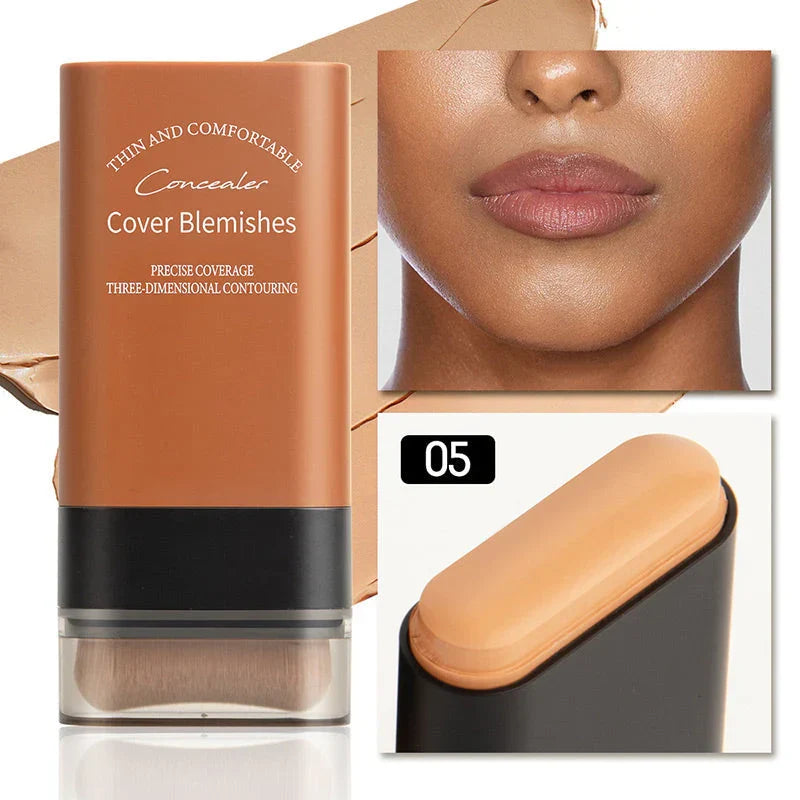 Vlekkeloze finish met deze portable dames 2-in-1 foundationstick. Contourstick en concealer voor perfecte gezichtsmake-up.