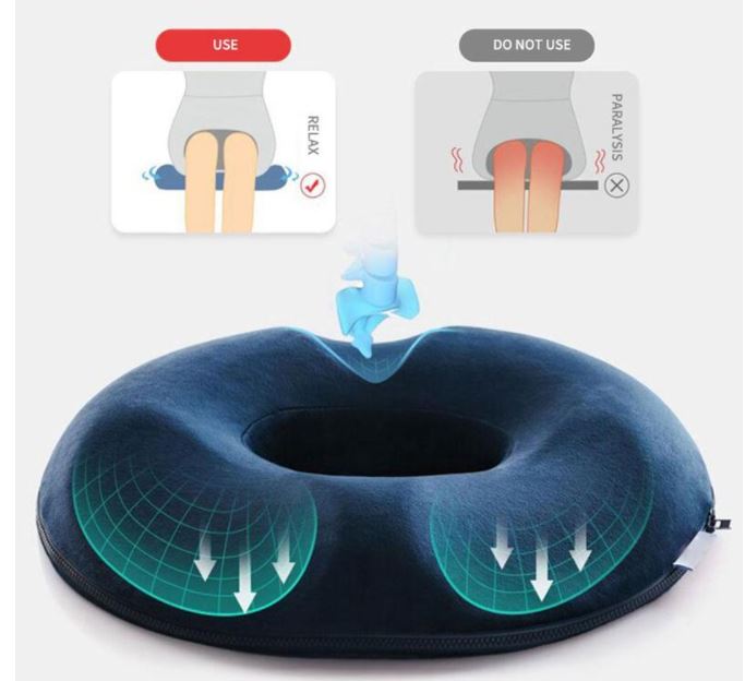 Hoogwaardig ergonomisch zitkussen van traagschuim voor optimale drukverdeling en duurzaam zitcomfort.