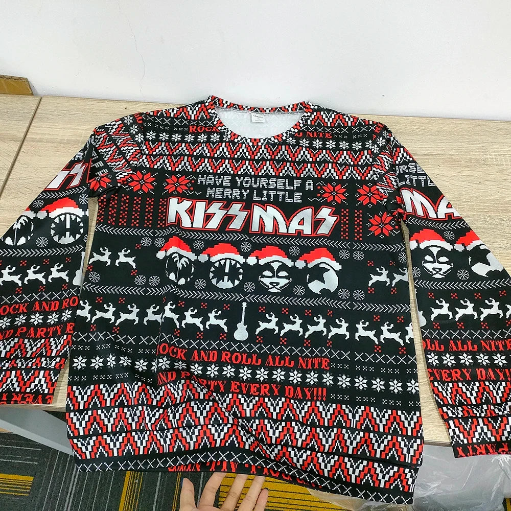 Comfortabele heren kersttrui, perfect voor de feestdagen. Stijlvolle kerstkleding of foute kersttrui met rock design.