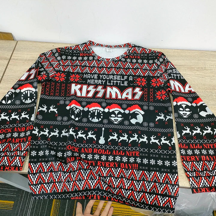 Comfortabele heren kersttrui, perfect voor de feestdagen. Stijlvolle kerstkleding of foute kersttrui met rock design.