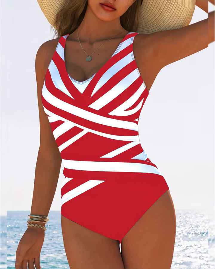 Comfortabel en elegant damesbadpak, V-hals voor flatterende strandmode.