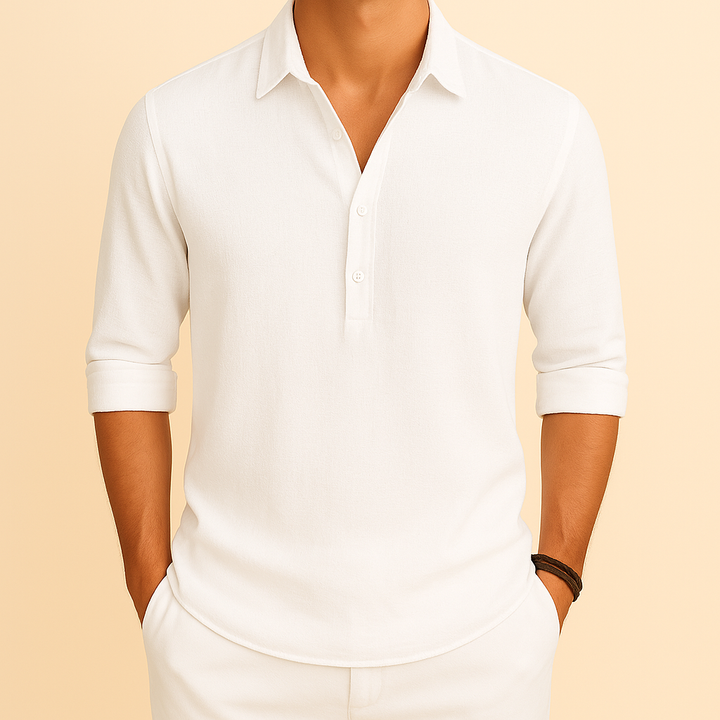 Heren overhemd met losse pasvorm en lange mouwen. Perfect voor casual gelegenheden in lente/herfst.