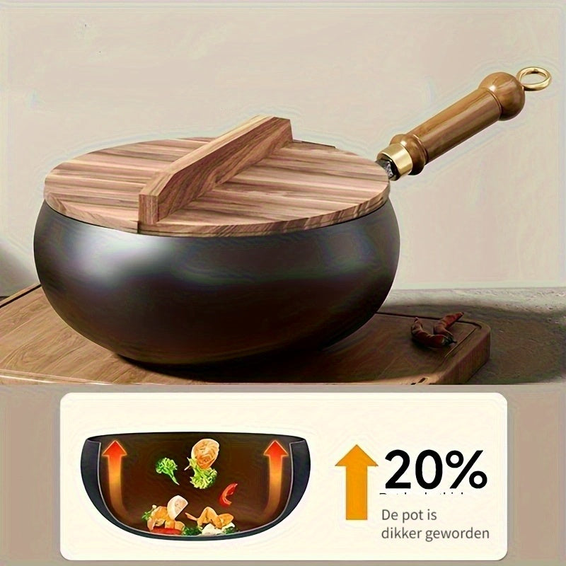 Grote ChefMaster gietijzeren braadpan met stevig deksel, voor optimaal koken en braden.