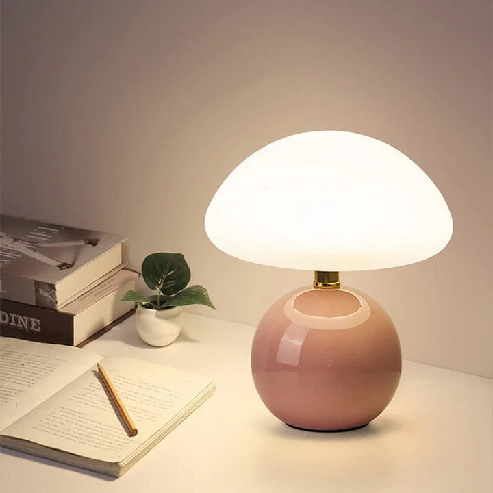 Unieke keramische tafellamp GlowMushroom; sfeervolle LED-verlichting voor elke kamer.