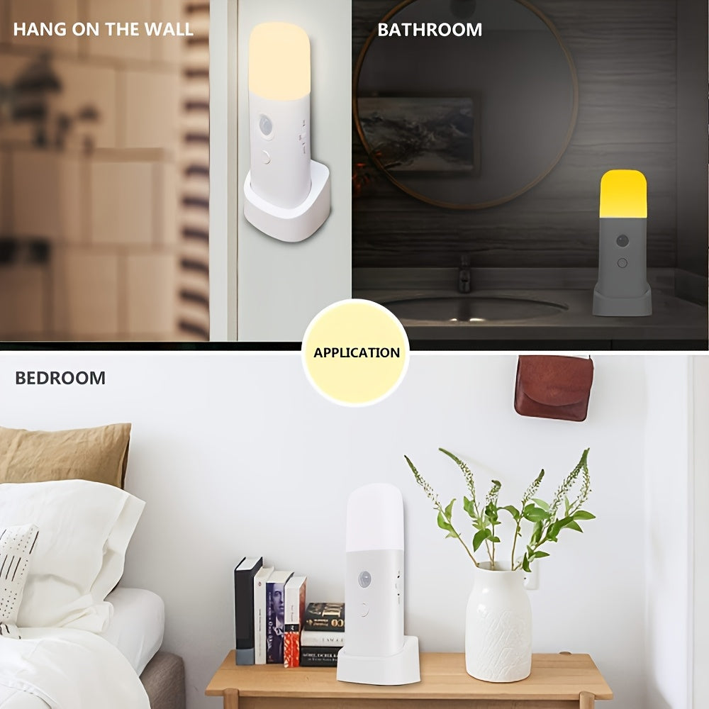 Veelzijdige LED nachtlamp: dimbaar, USB oplaadbaar, bewegingssensor. Ideaal voor slaapkamer en gang.