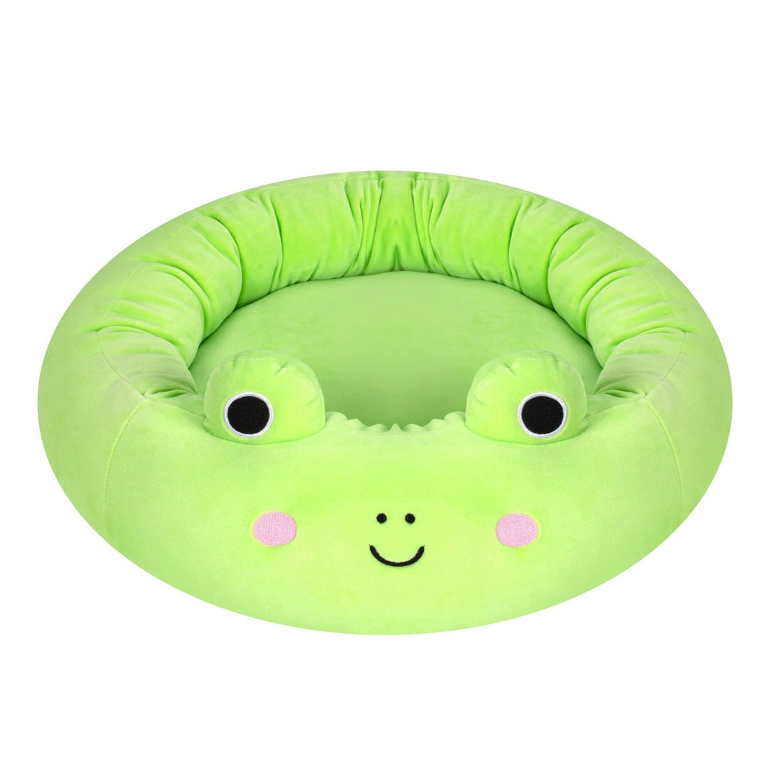 Zacht pluche puppybed of kattenbed, met leuk dieren- en fruitdesign, biedt comfort en geborgenheid voor kleintjes.