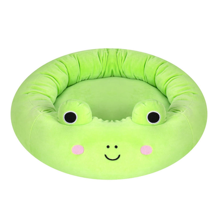 Zacht pluche puppybed of kattenbed, met leuk dieren- en fruitdesign, biedt comfort en geborgenheid voor kleintjes.