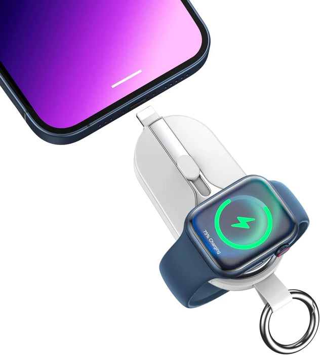 Universele powerbank sleutelhanger, noodoplader voor iPhone en Android smartphones, overal snel opladen.