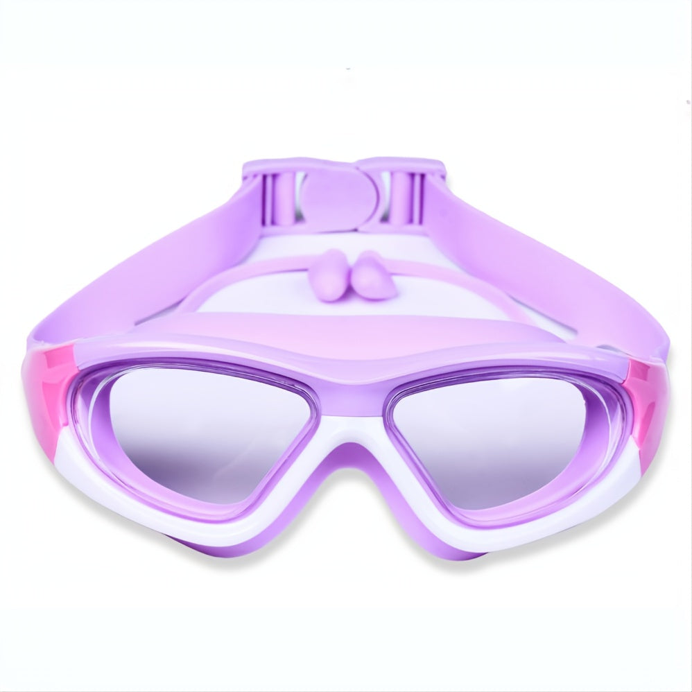 Comfortabele kinderzwembril met zachte siliconen afdichting en breed frame voor kinderen.