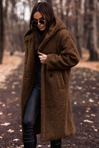 Warme dames teddy winterjas met lange mouwen en capuchon, ideaal voor koude dagen, stijlvolle nieuwe collectie.
