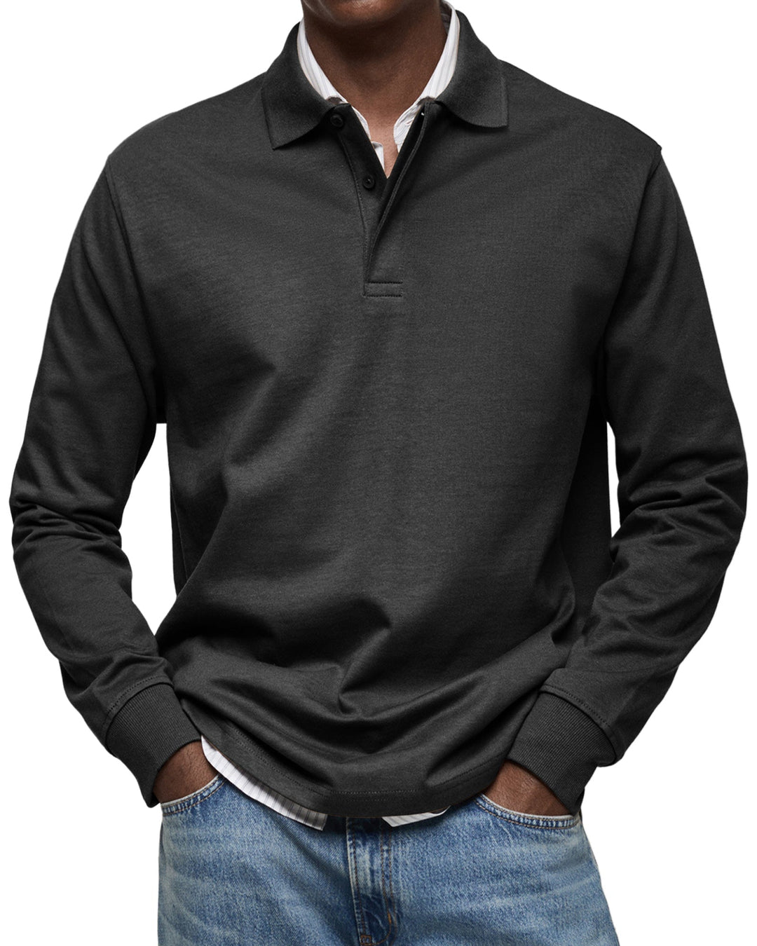 Stijlvolle heren polo lange mouwen, tijdloze herenmode voor zowel casual als zakelijk.